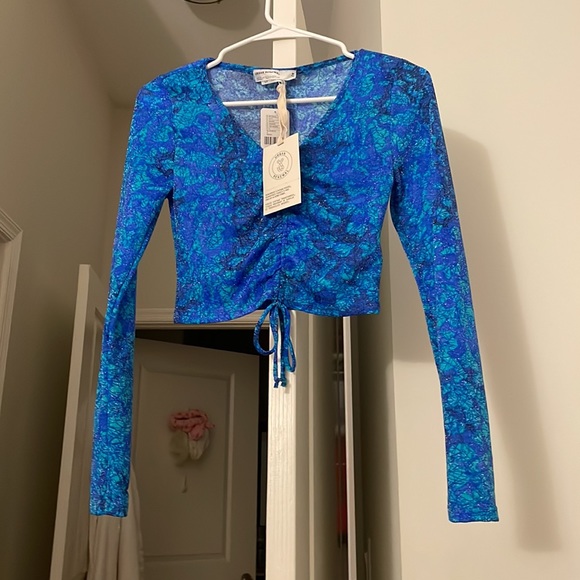 UO Urban Renewal Remnants Ruched Glitter Pattern Top - Picture 9 of 11